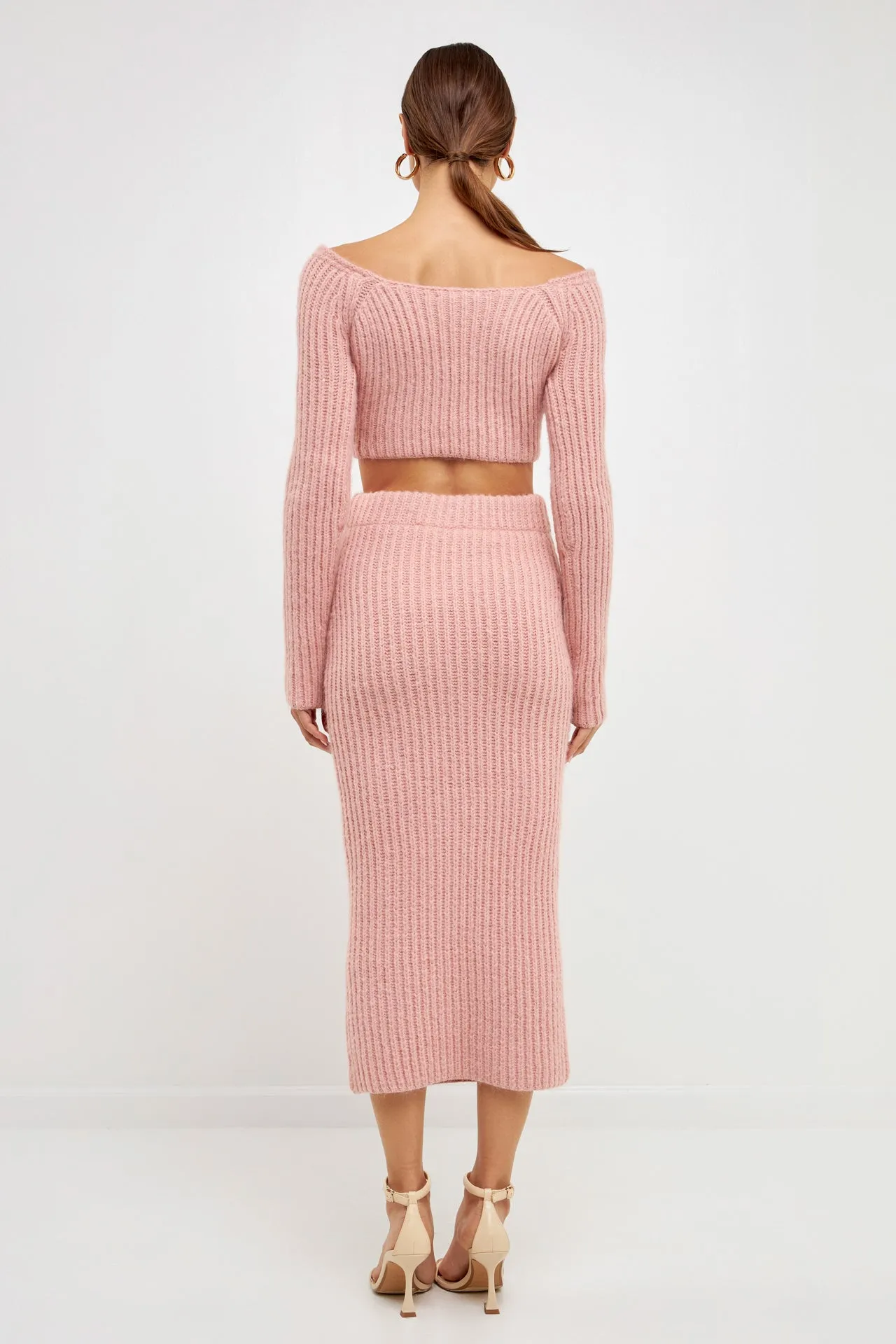 High-Waisted Knit Midi Skirt