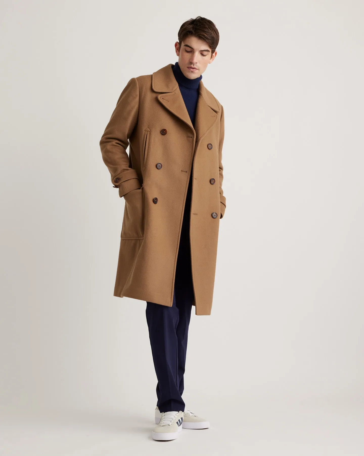 Italian Wool Double-Breasted Officer Topcoat