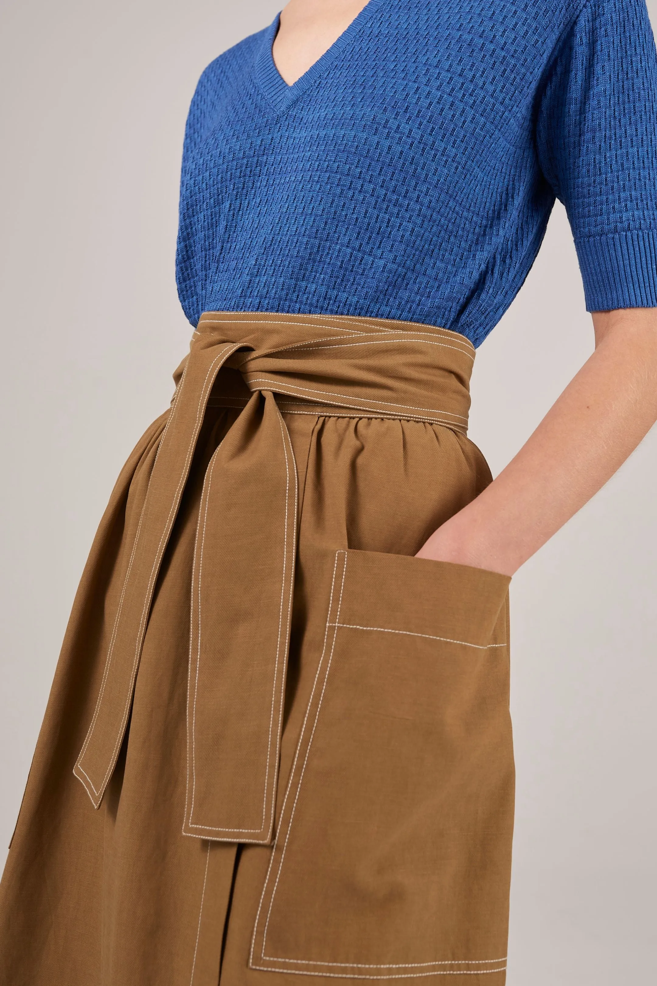 Khaki Twill Wrap Skirt