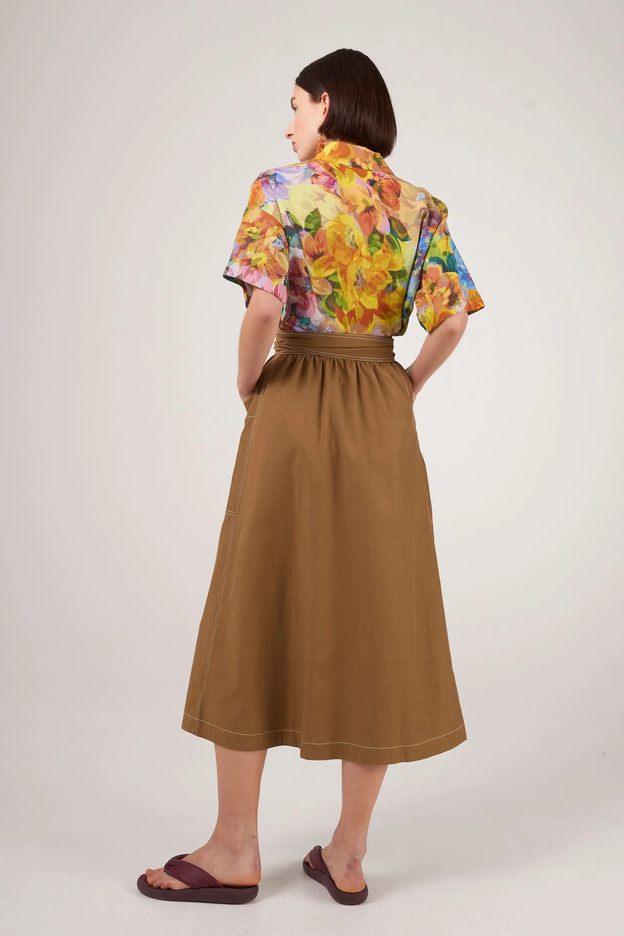 Khaki Twill Wrap Skirt