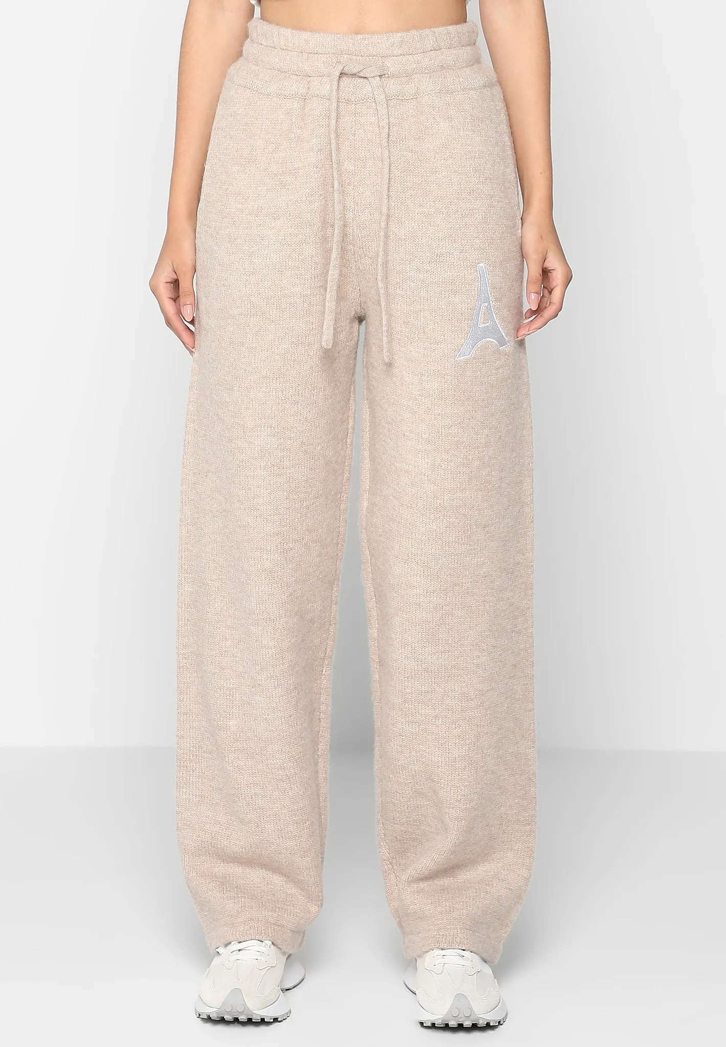 Knitted Relaxed Fit Eiffel Joggers - Beige