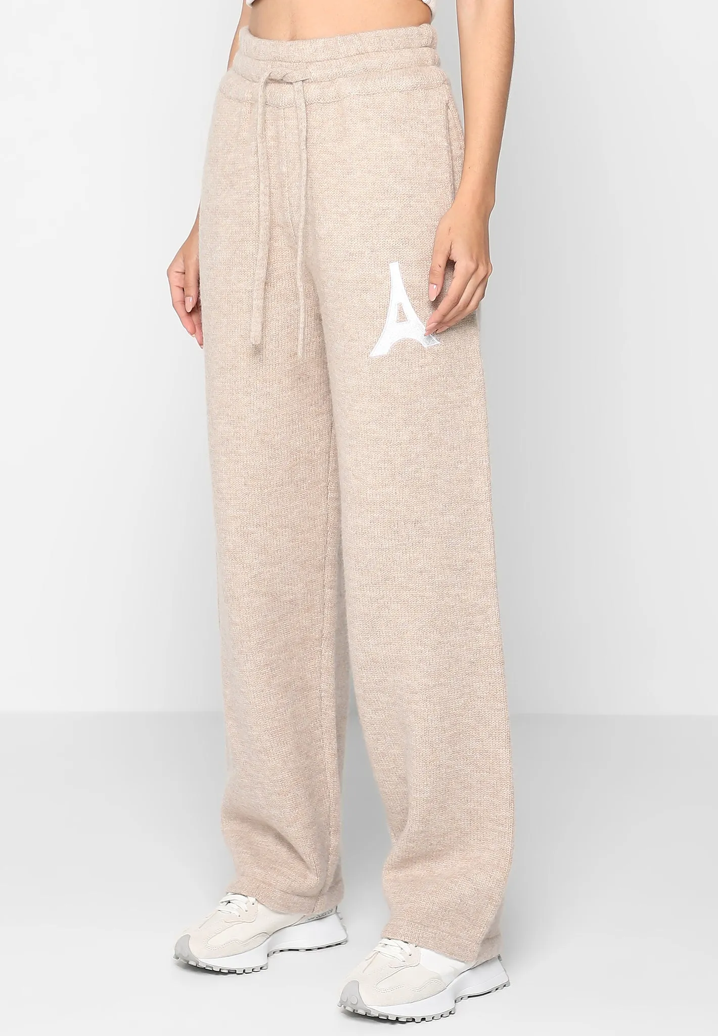 Knitted Relaxed Fit Eiffel Joggers - Beige