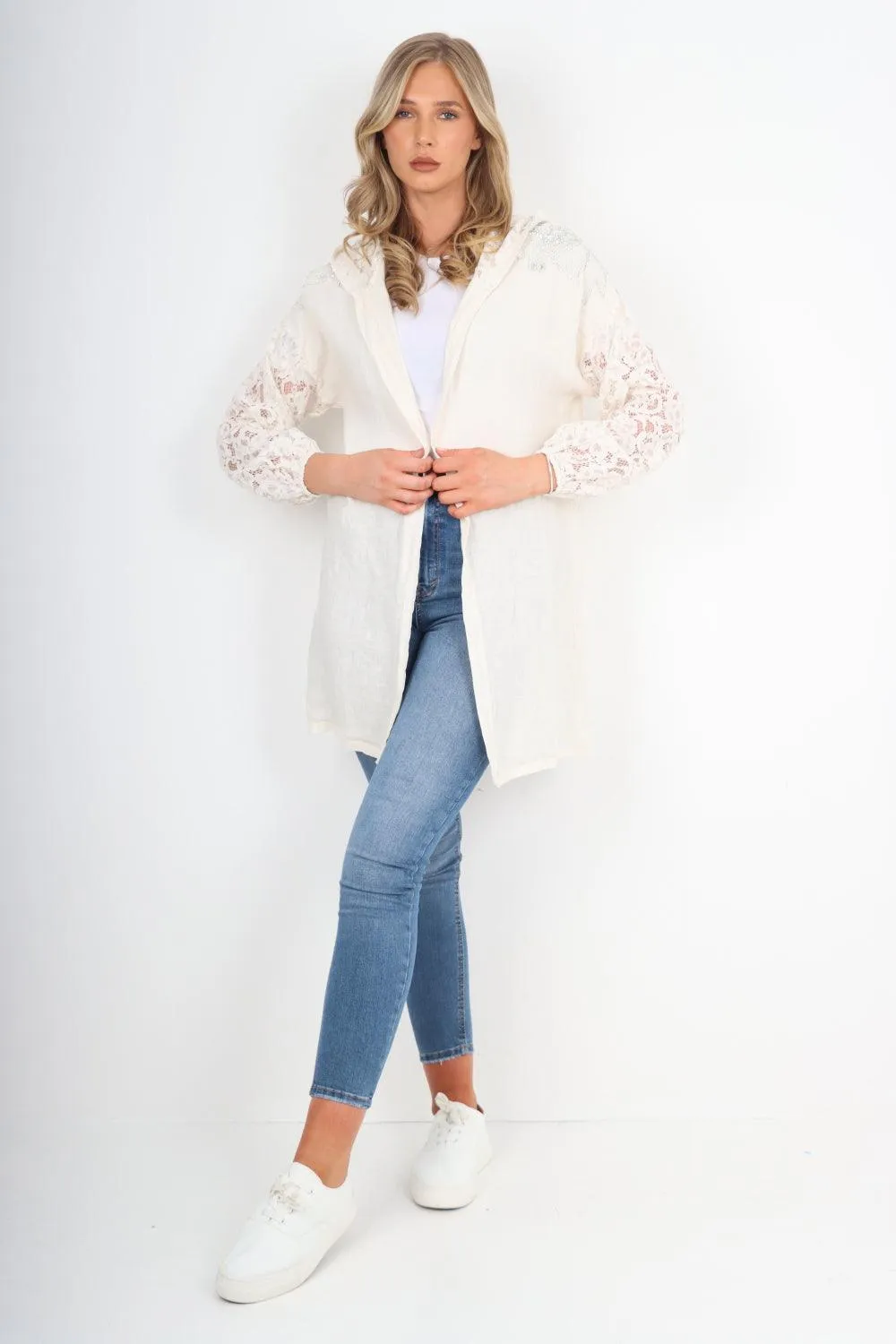 Linen Lagenlook Hooded Cardigan