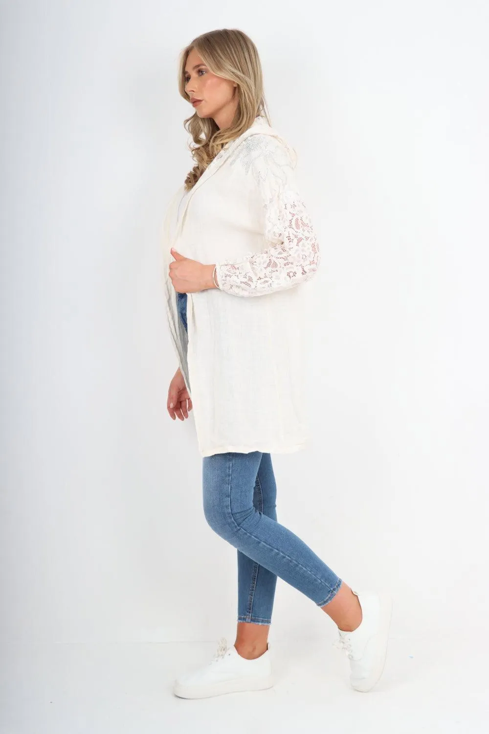 Linen Lagenlook Hooded Cardigan