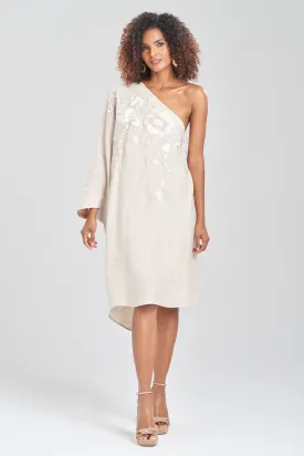 Linen One Shoulder Embroidered Tunic