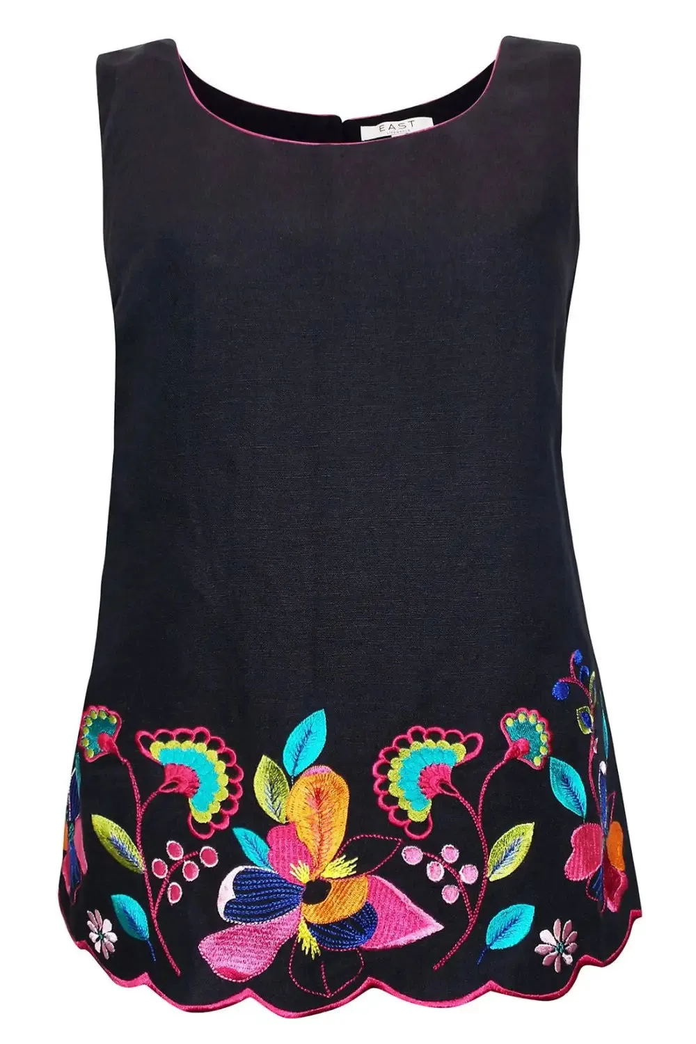 Linen Vibrant Embroidered Top