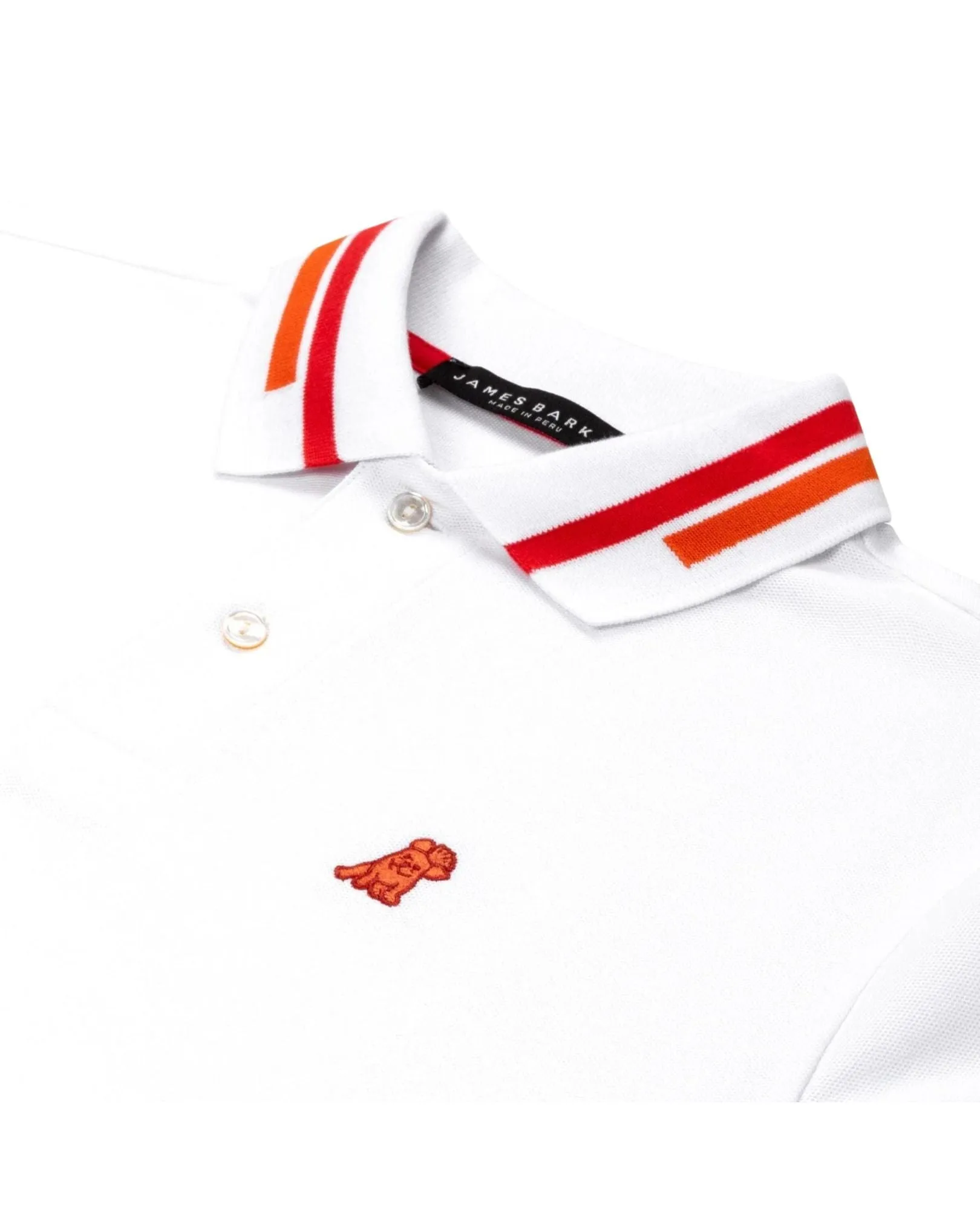 Long Sleeve Striped Polo Shirt - White A206