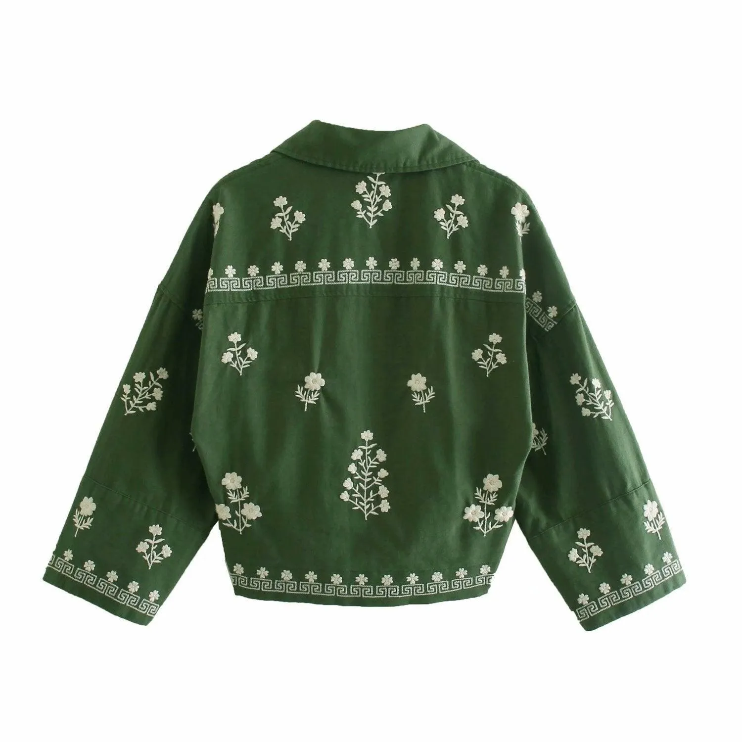 Loose Embroidered Tunic Bomber Jacket