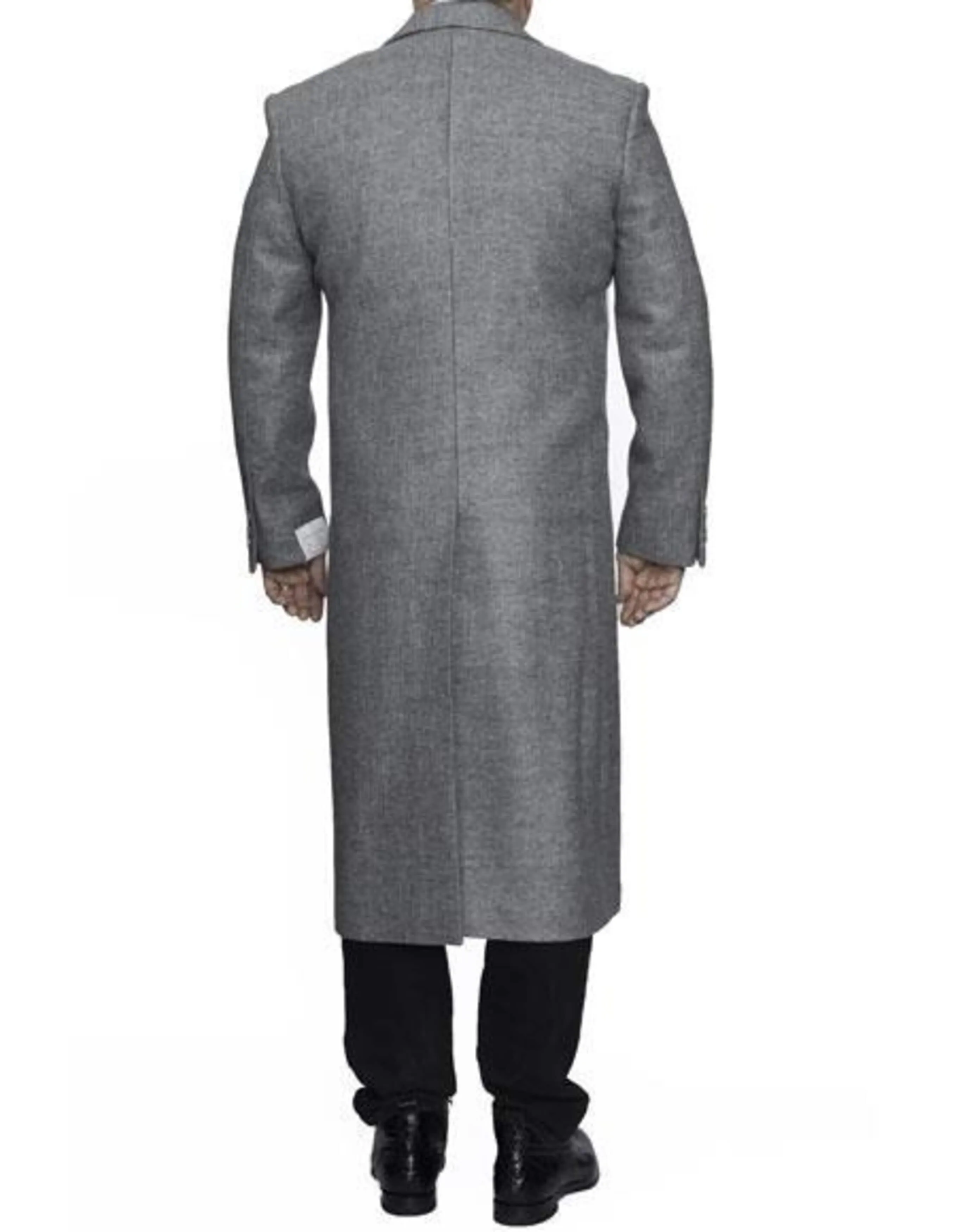 Mens Overcoat - Topcoat For Men - Winter Fabric - Light Grey Big and Tall Large Man ~ Plus Size Three Button Overcoat Long men's Dress Topcoat - Winter coat 4XL 5XL 6XL