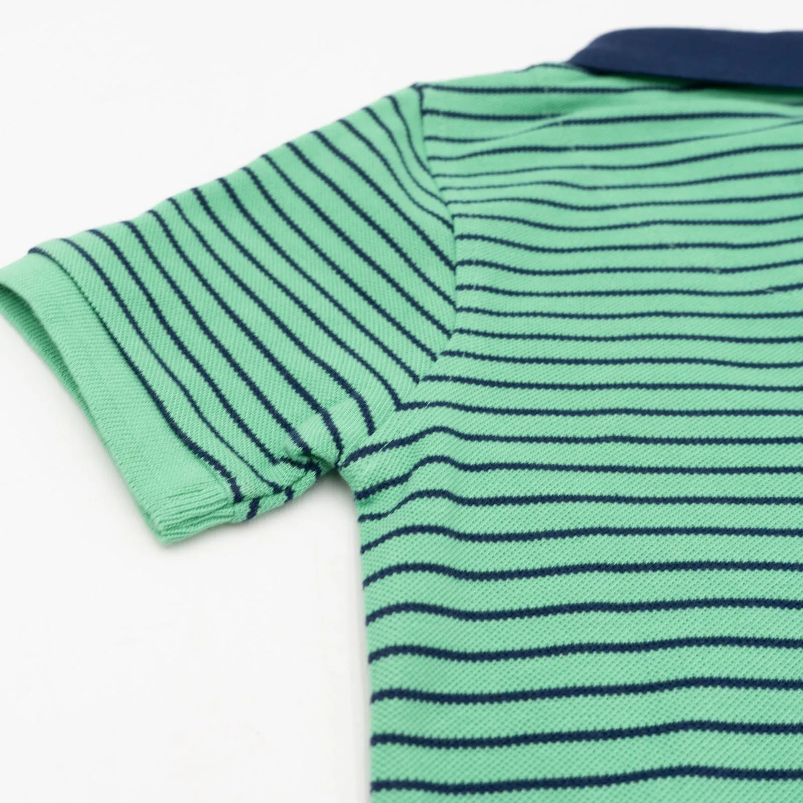 Mini Boden Boys Green Stripe  Short Sleeve Polo Shirts