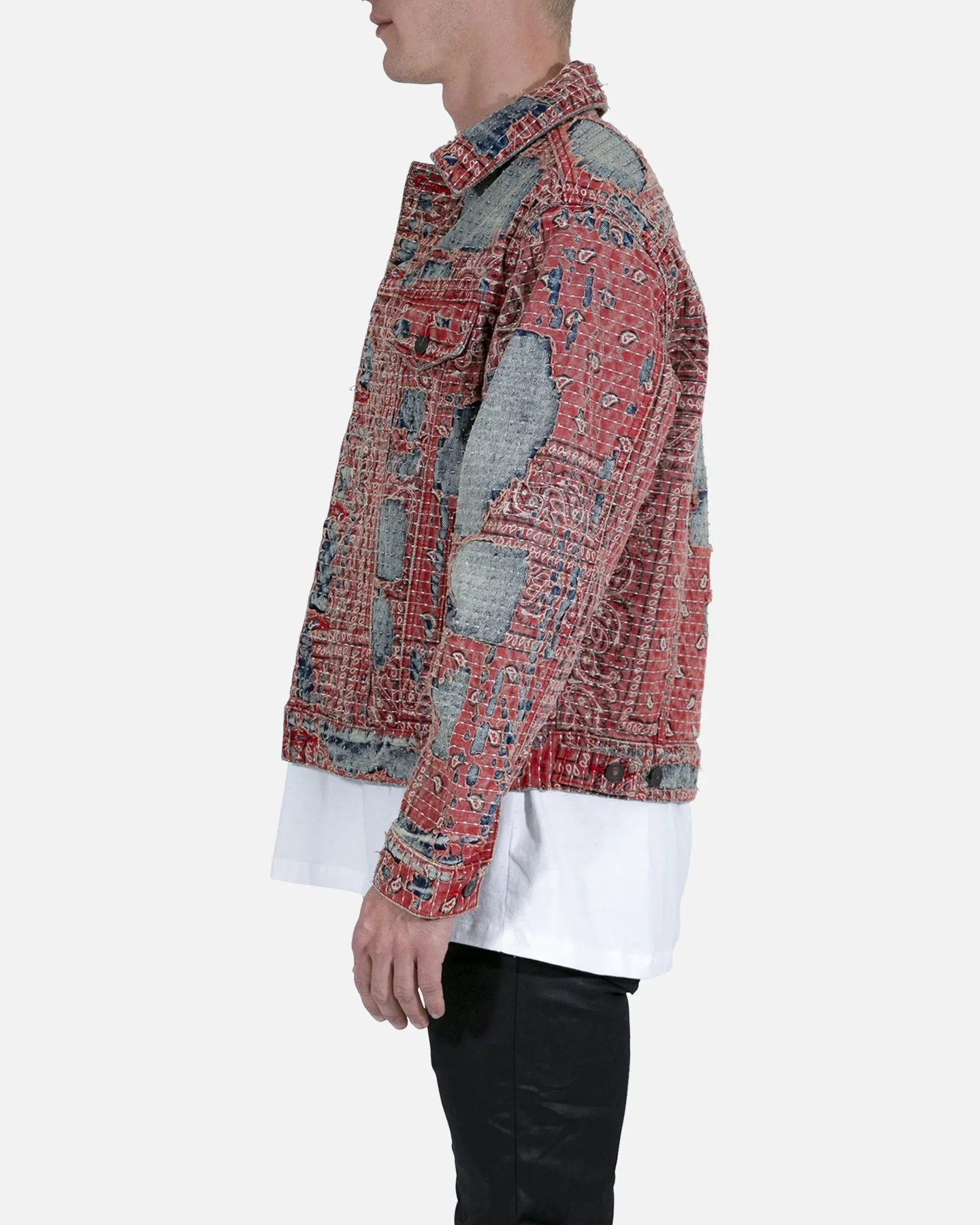 MNML Boro Paisley Trucker Jacket Blue/Red