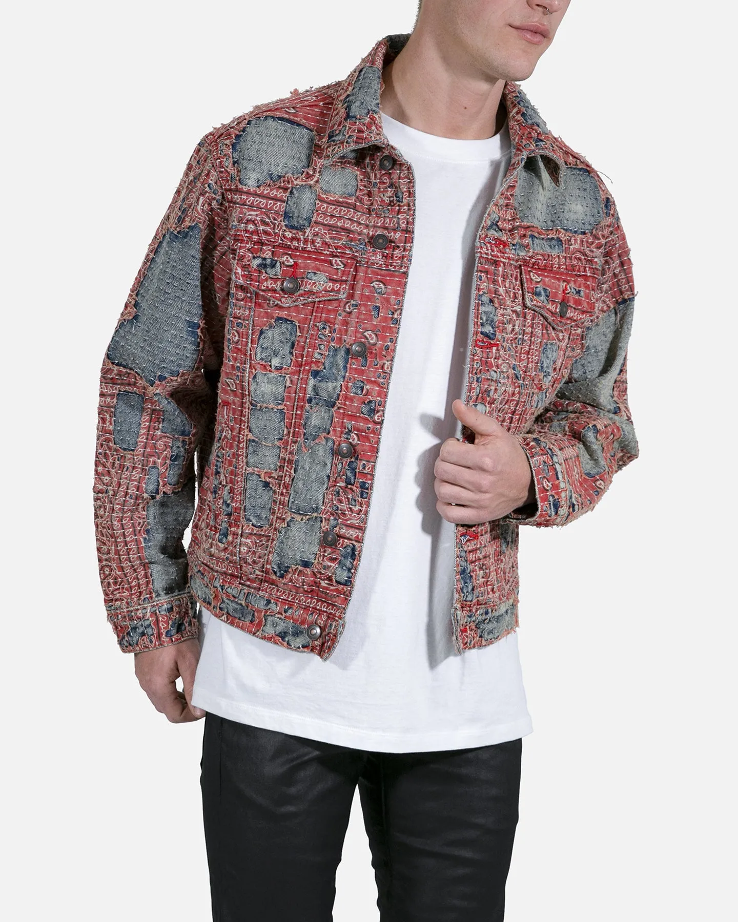 MNML Boro Paisley Trucker Jacket Blue/Red