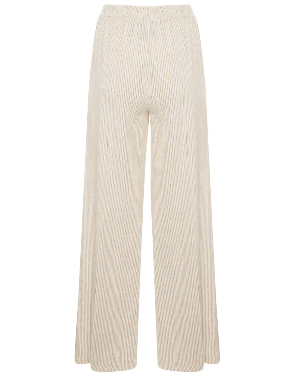 Off White Striped Velvet and Lurex Wide Trousers