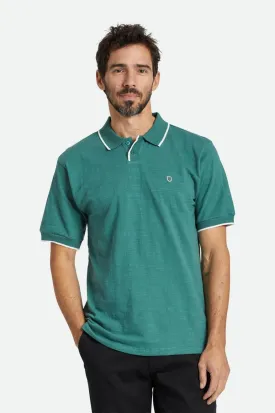 Proper Slub S/S Polo - Spruce/Off White