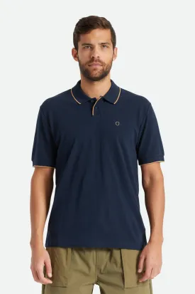 Proper S/S Polo Knit - Navy/Tan