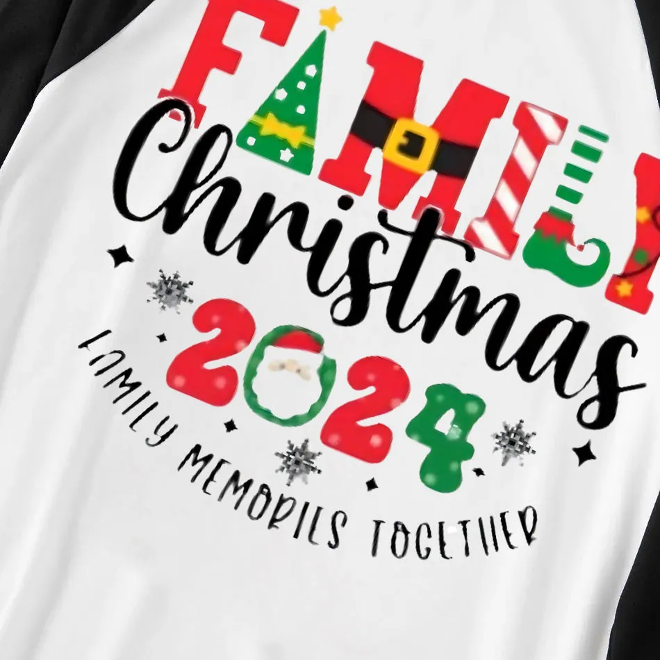 "Family Christmas 2024 Making Memories Together" Cute Christmas Elements Printed Green and Black Plaid Christmas Family Pajamas