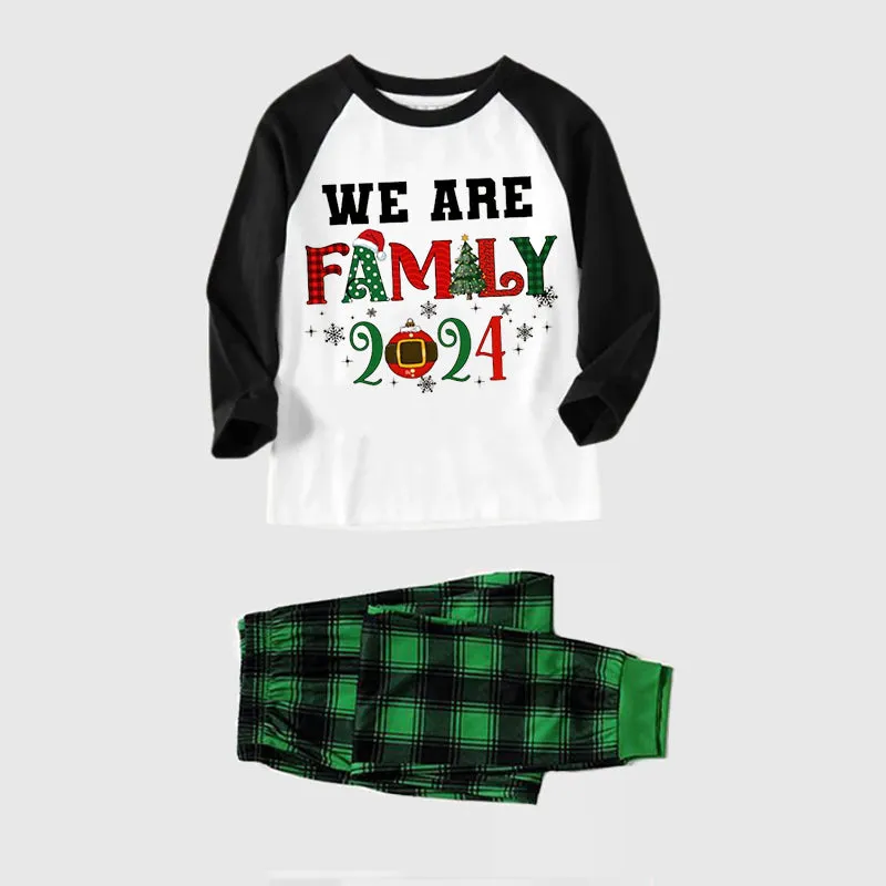 "We are Family 2024" Printed Green and Black Plaid Christmas Family Pajamas