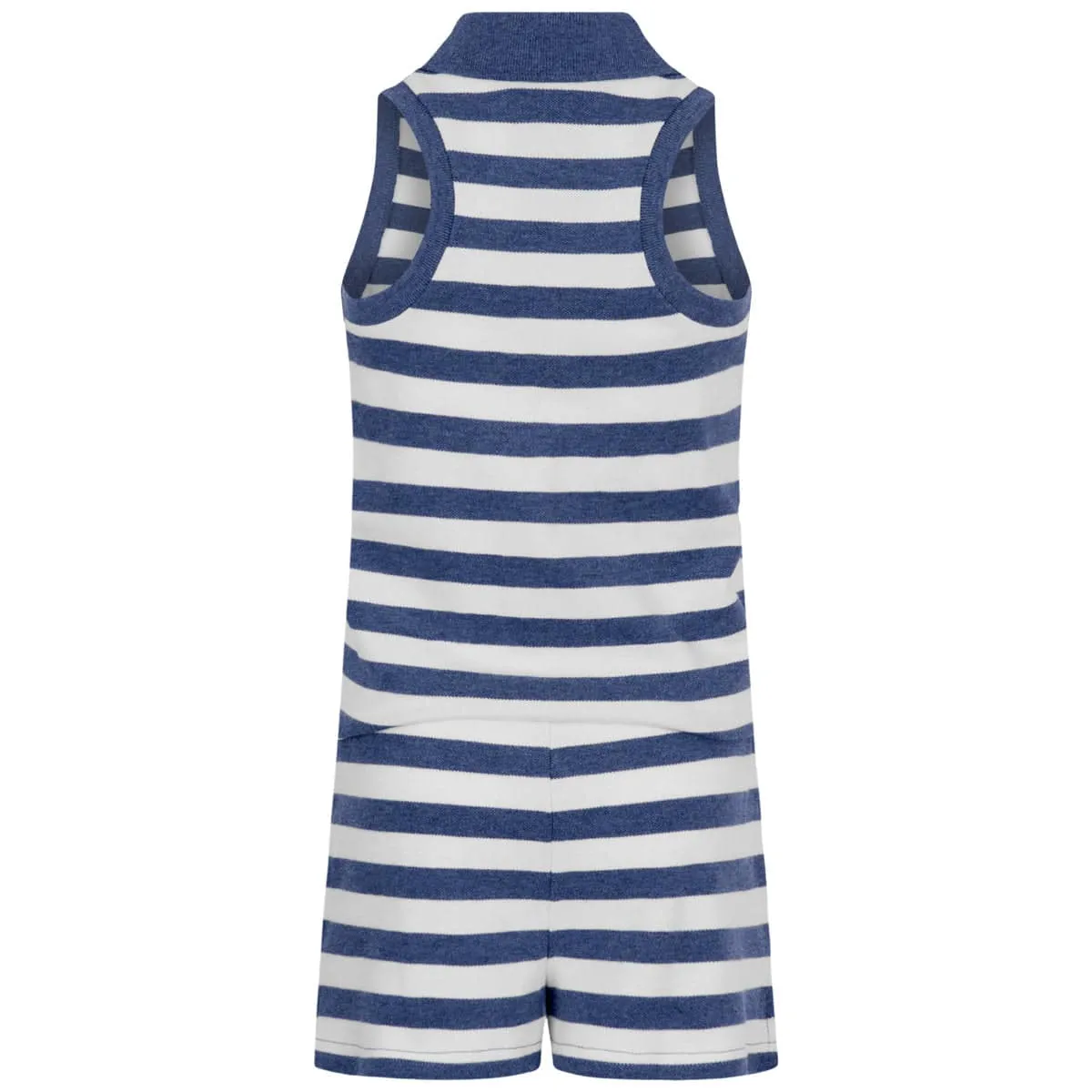 Ralph Lauren Girls Navy Striped Cotton Polo Playsuit