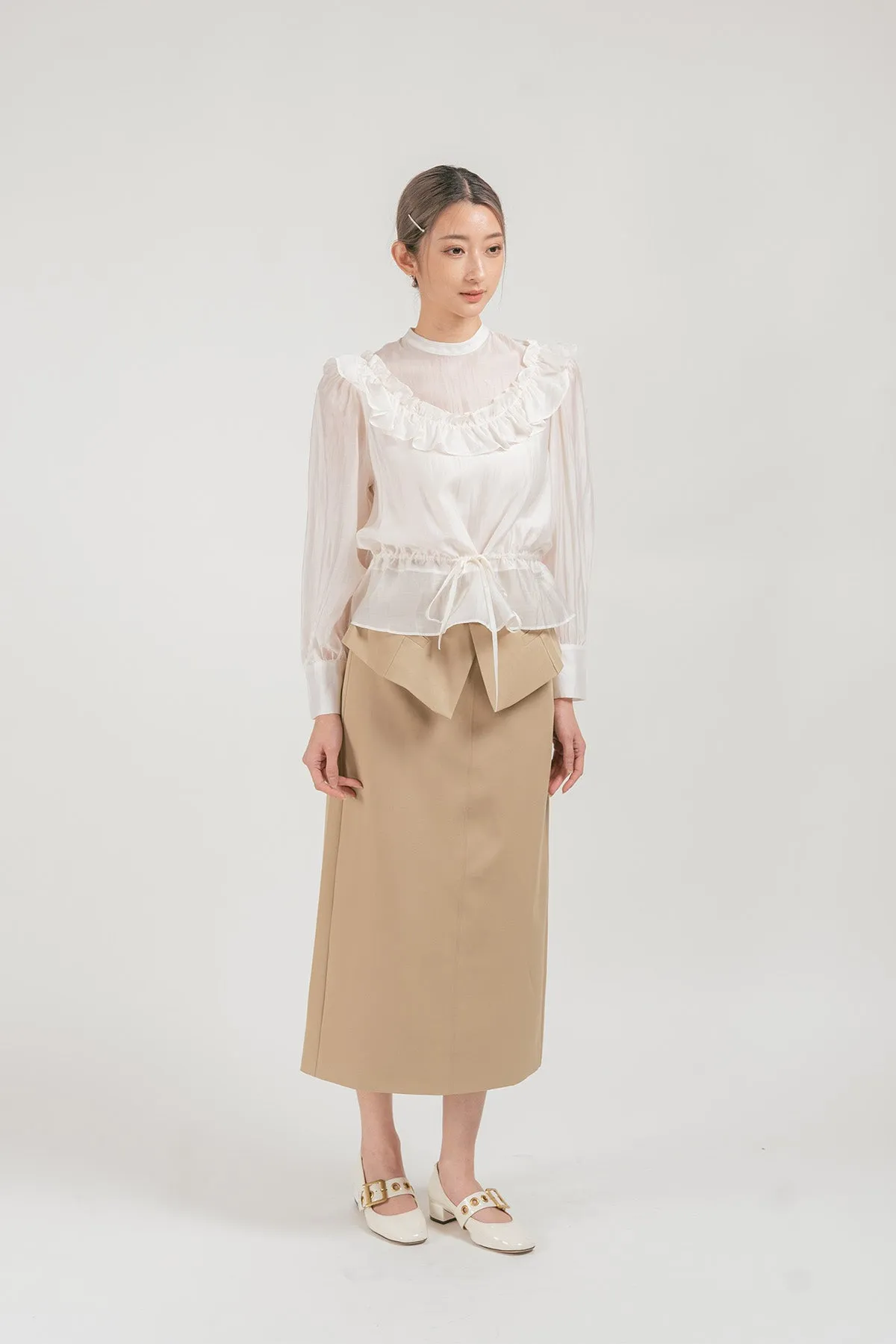 Sacolli Sheer Ruffled Chiffon Blouse