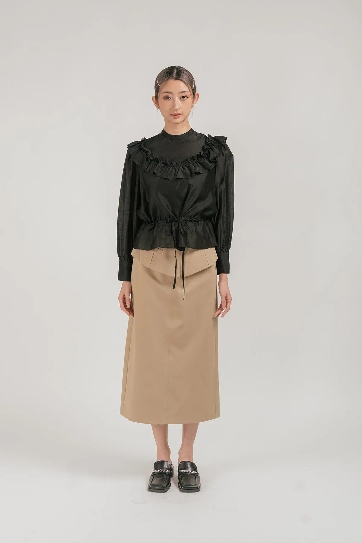 Sacolli Sheer Ruffled Chiffon Blouse