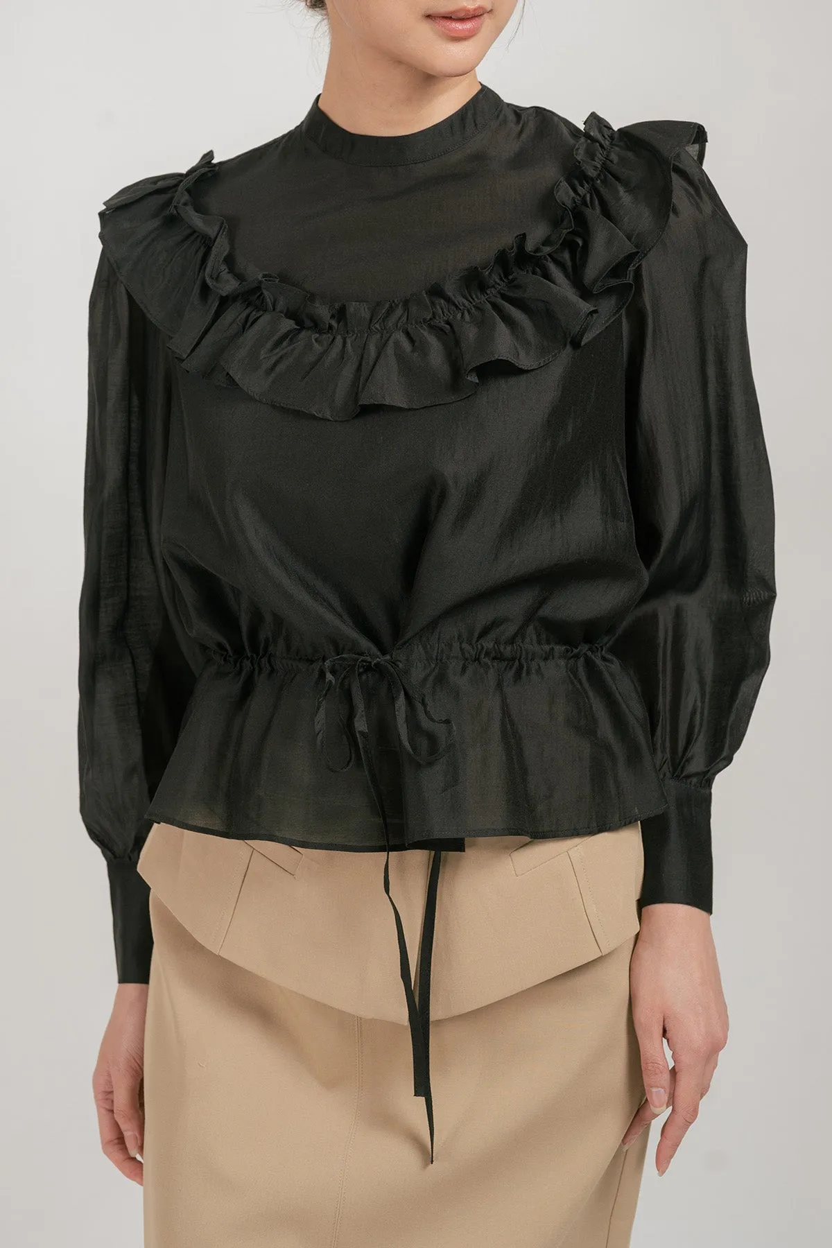 Sacolli Sheer Ruffled Chiffon Blouse