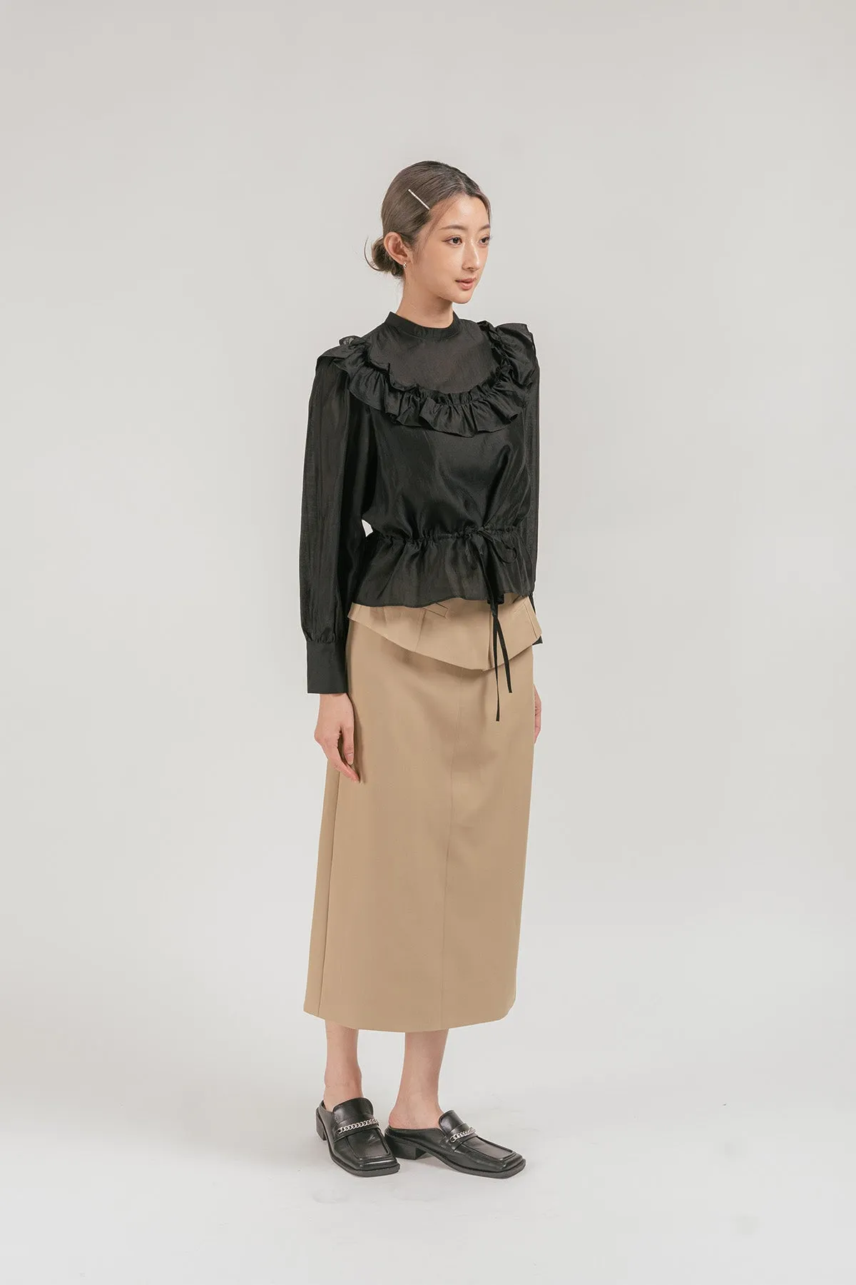 Sacolli Sheer Ruffled Chiffon Blouse