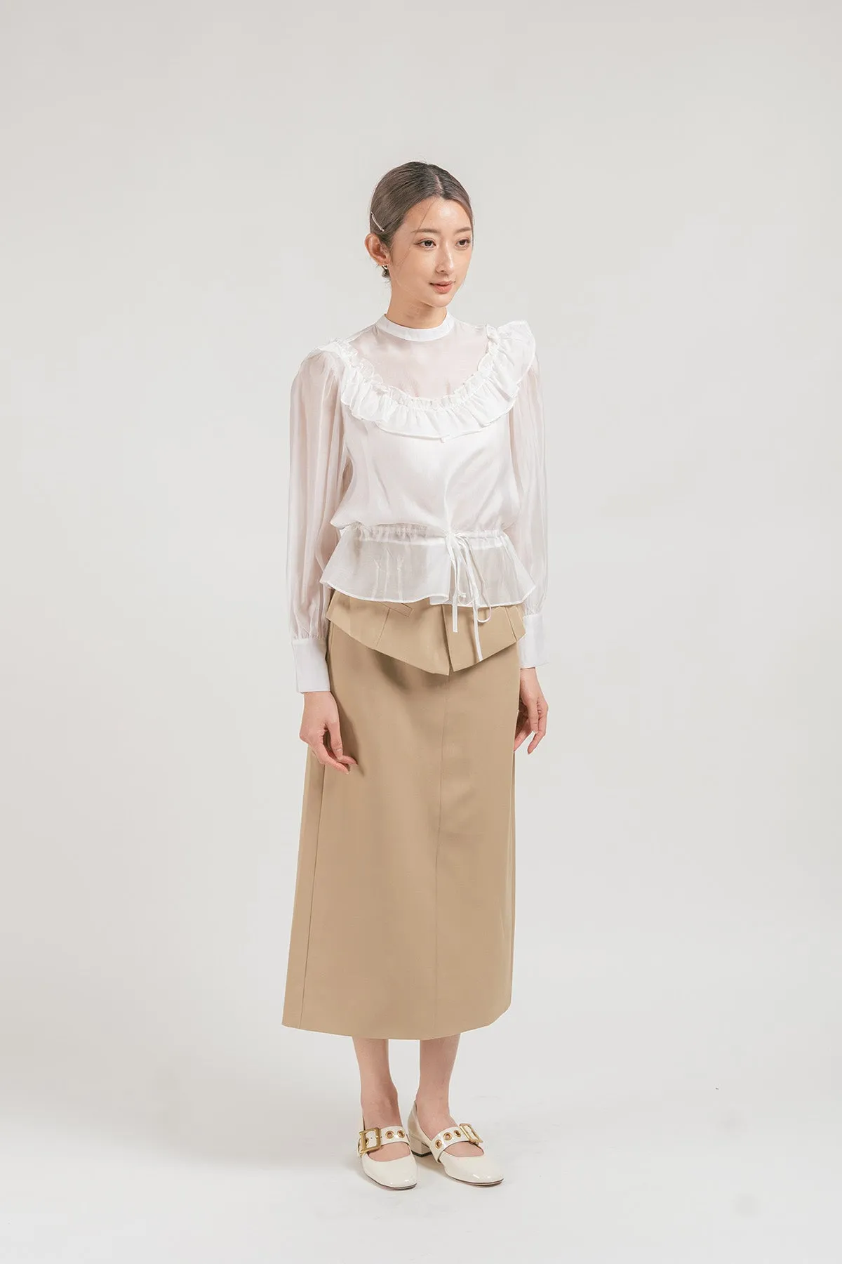 Sacolli Sheer Ruffled Chiffon Blouse