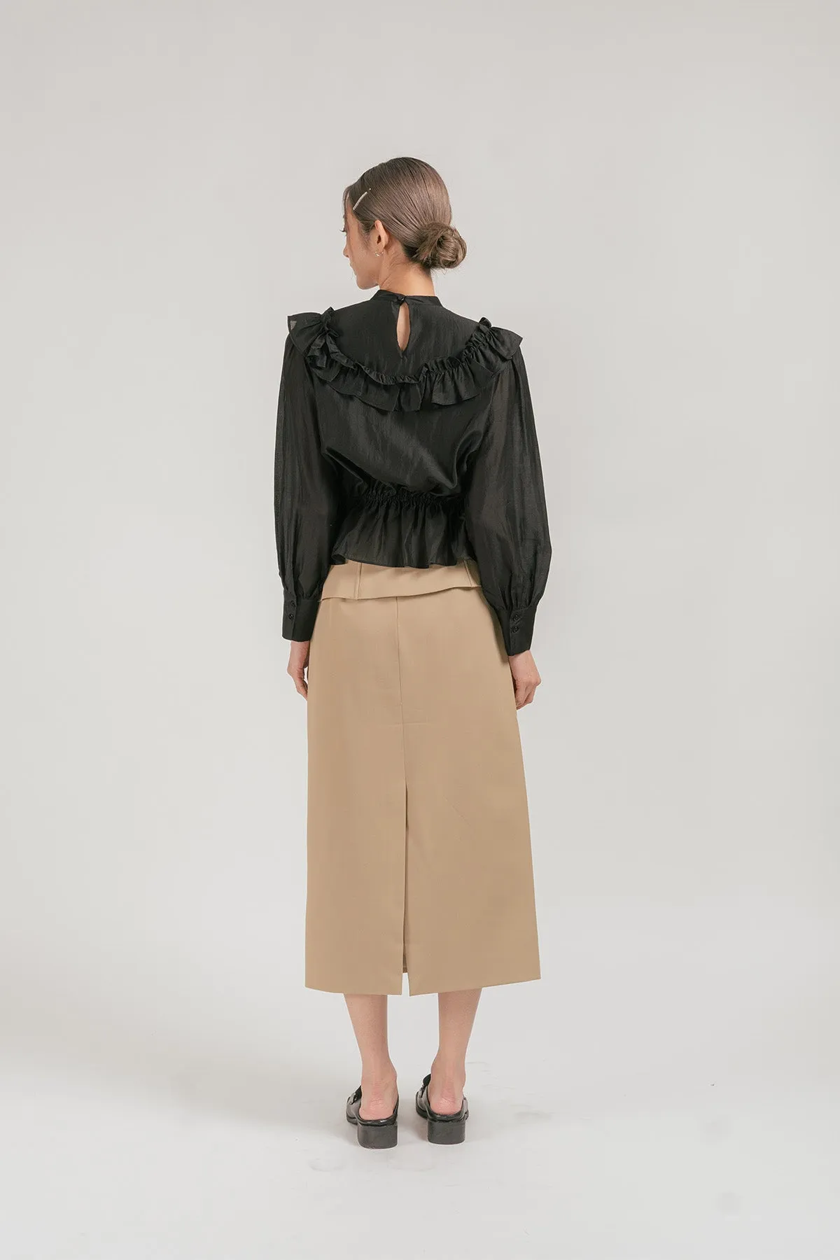 Sacolli Sheer Ruffled Chiffon Blouse