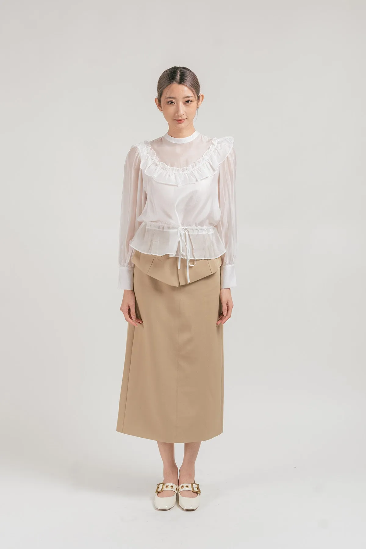 Sacolli Sheer Ruffled Chiffon Blouse