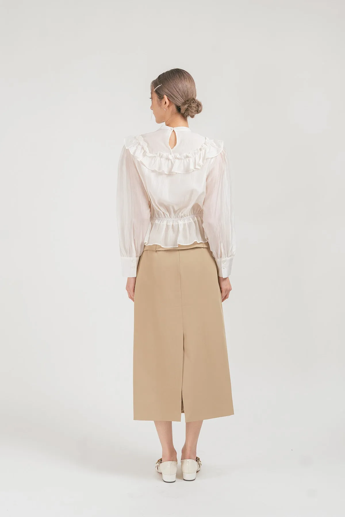 Sacolli Sheer Ruffled Chiffon Blouse