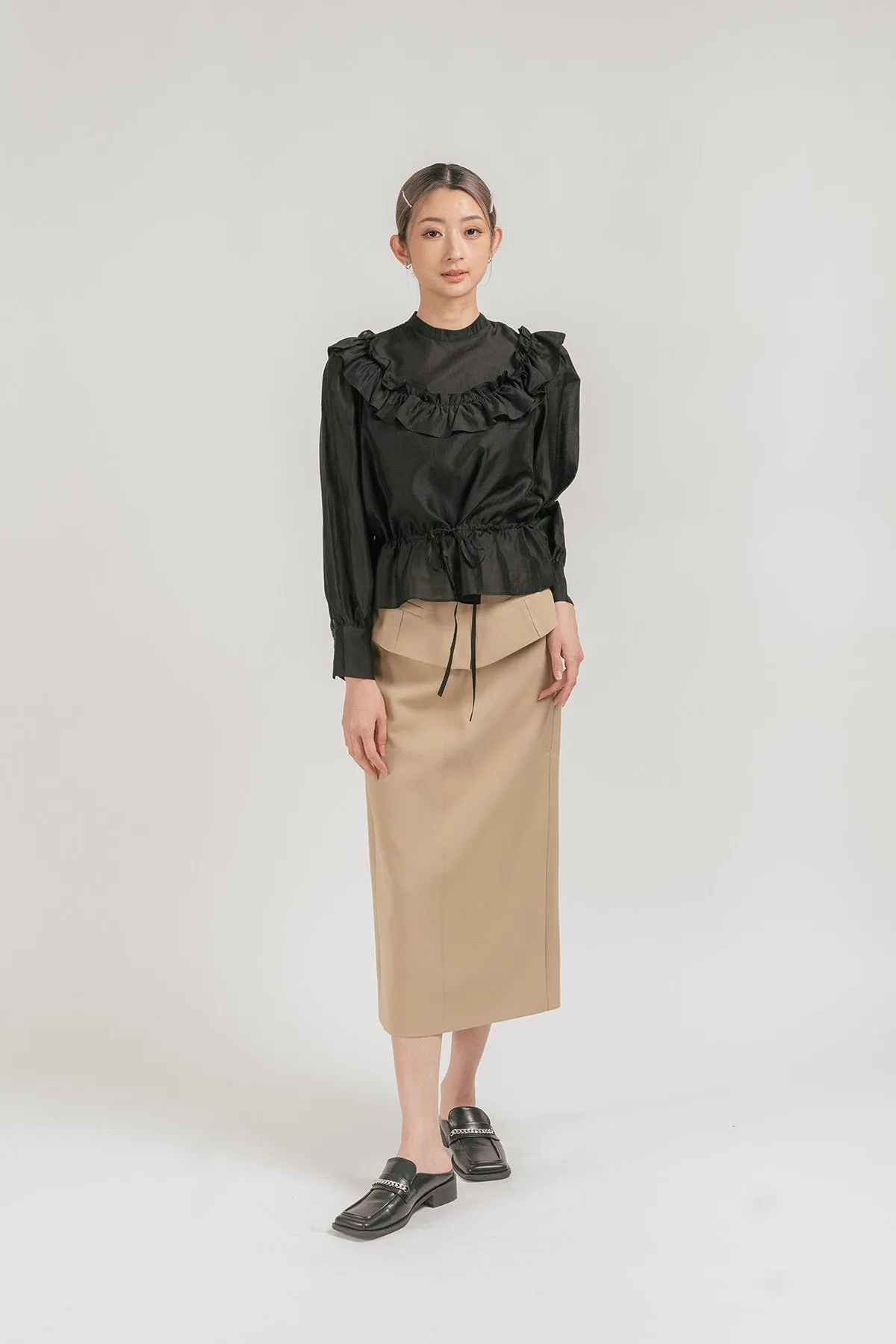 Sacolli Sheer Ruffled Chiffon Blouse