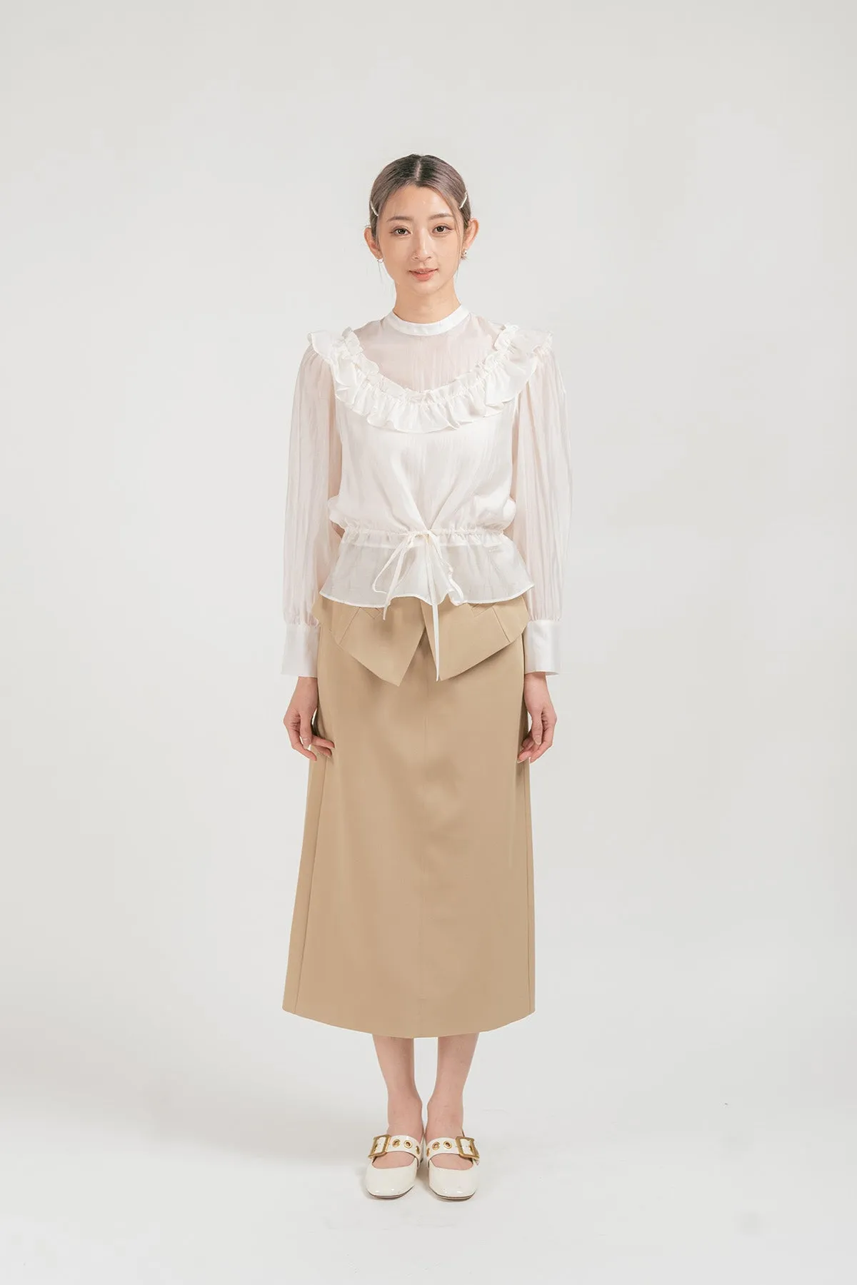 Sacolli Sheer Ruffled Chiffon Blouse