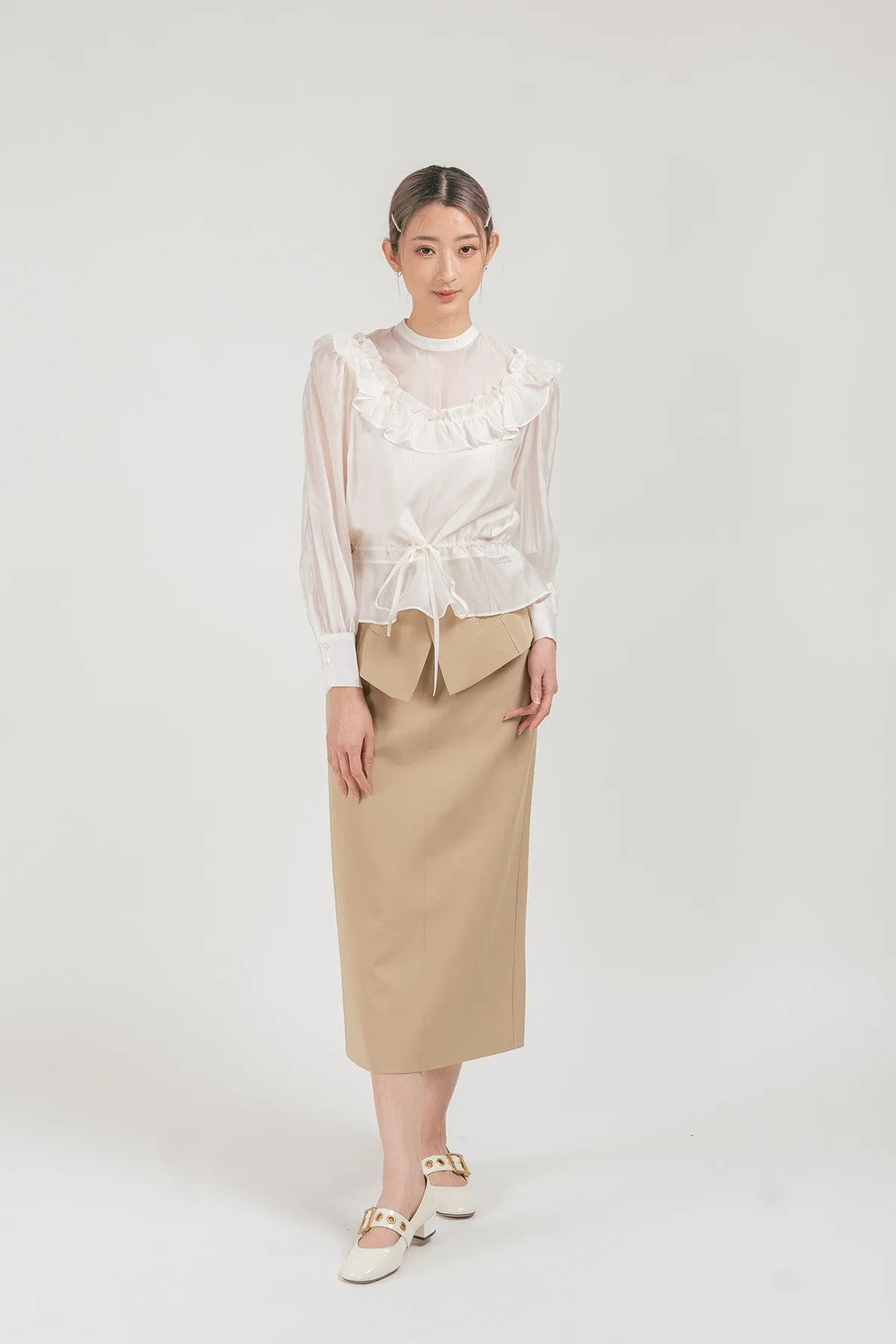 Sacolli Sheer Ruffled Chiffon Blouse