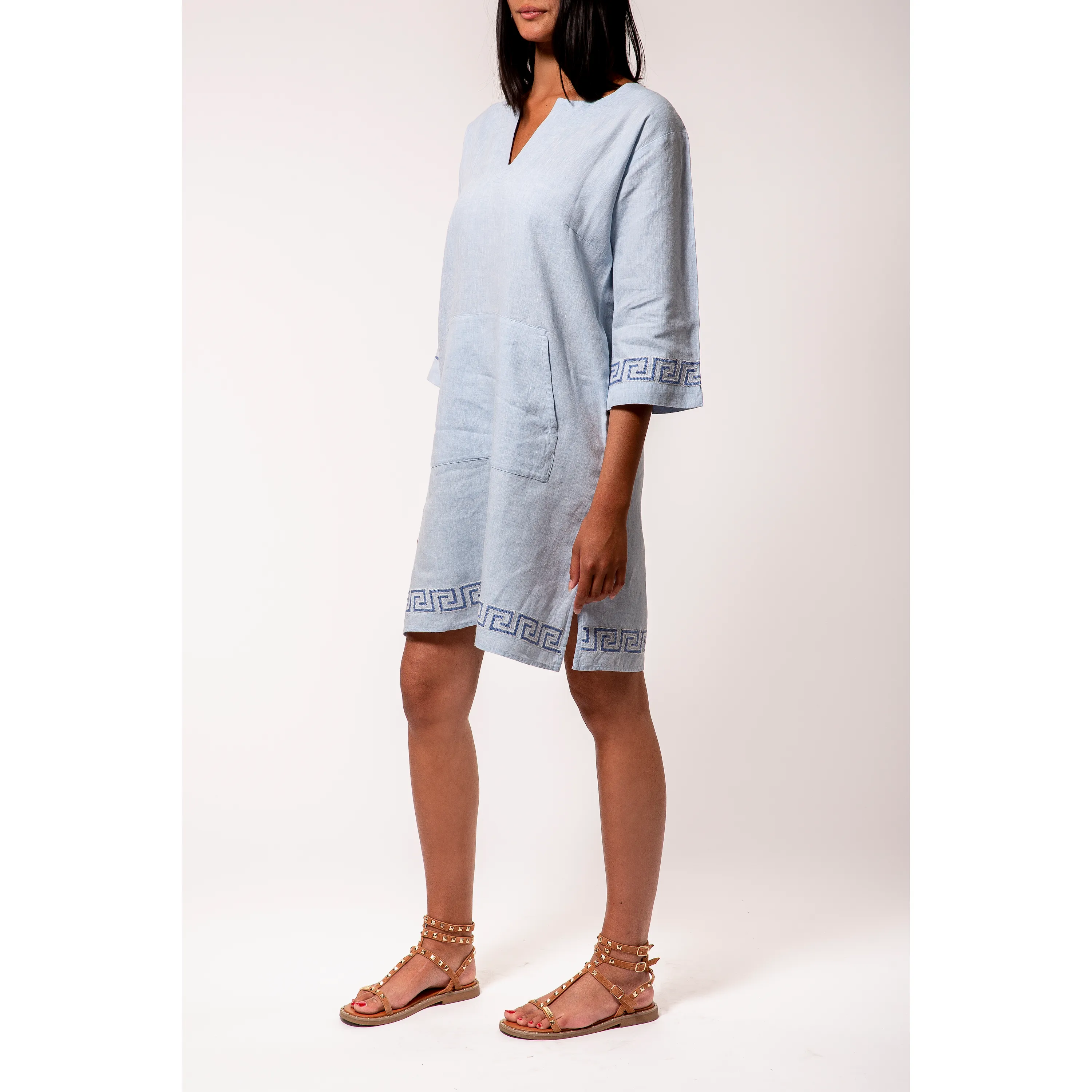 SHORT LINEN TUNIC DRESS GRECA