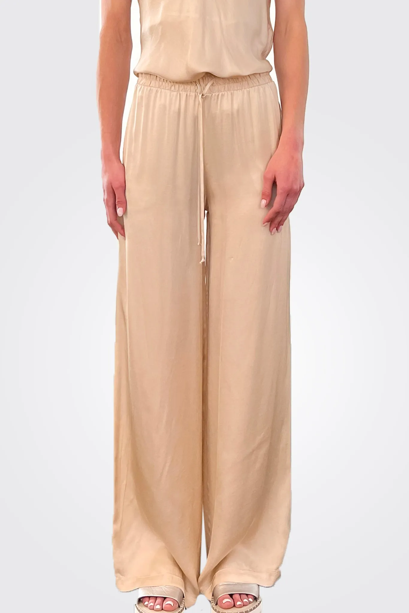 Silky Wide Leg Pants - Ecru