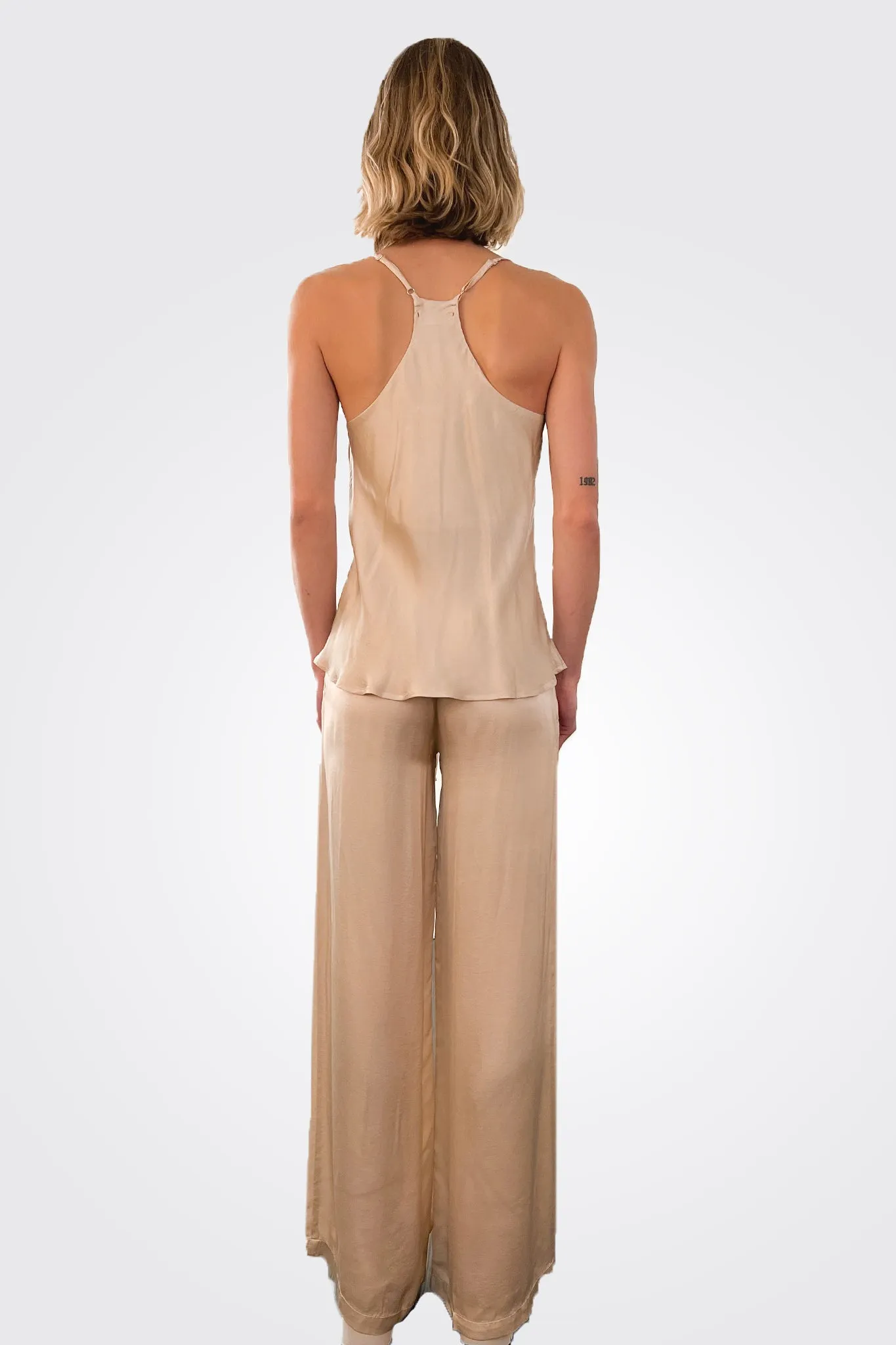 Silky Wide Leg Pants - Ecru