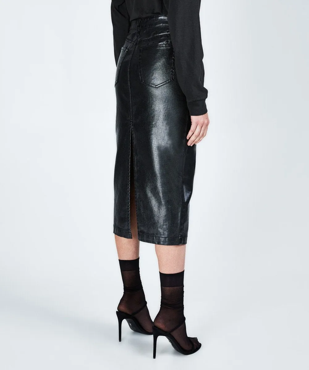 SPLIT MIDI SKIRT METAL