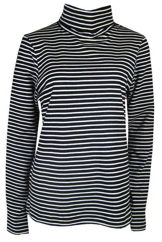 Striped Polo Neck Top