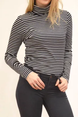 Striped Polo Neck Top