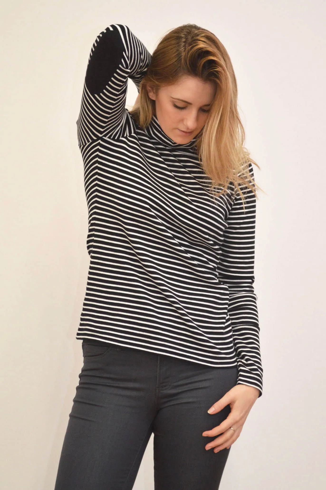 Striped Polo Neck Top