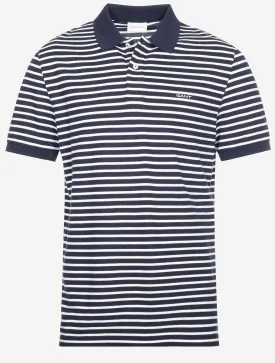 Striped Short Sleeve Pique Polo Evening Blue