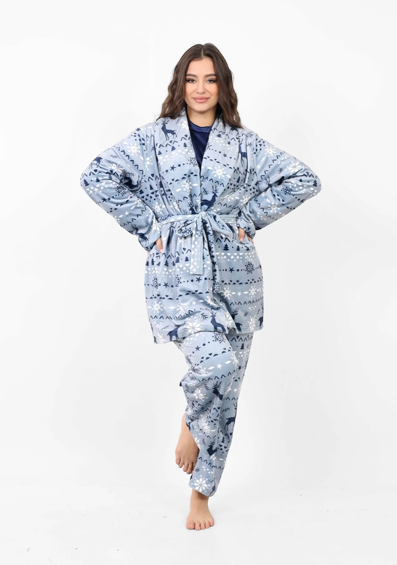 The Pjs Robe 3 Piece Set - Grey