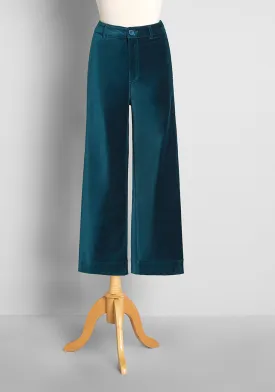 The 'Teal' Deal Velvet Wide-Leg Pants