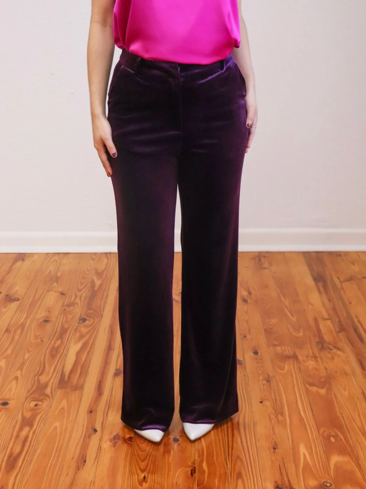 Velvet Wide Leg Pant Plum