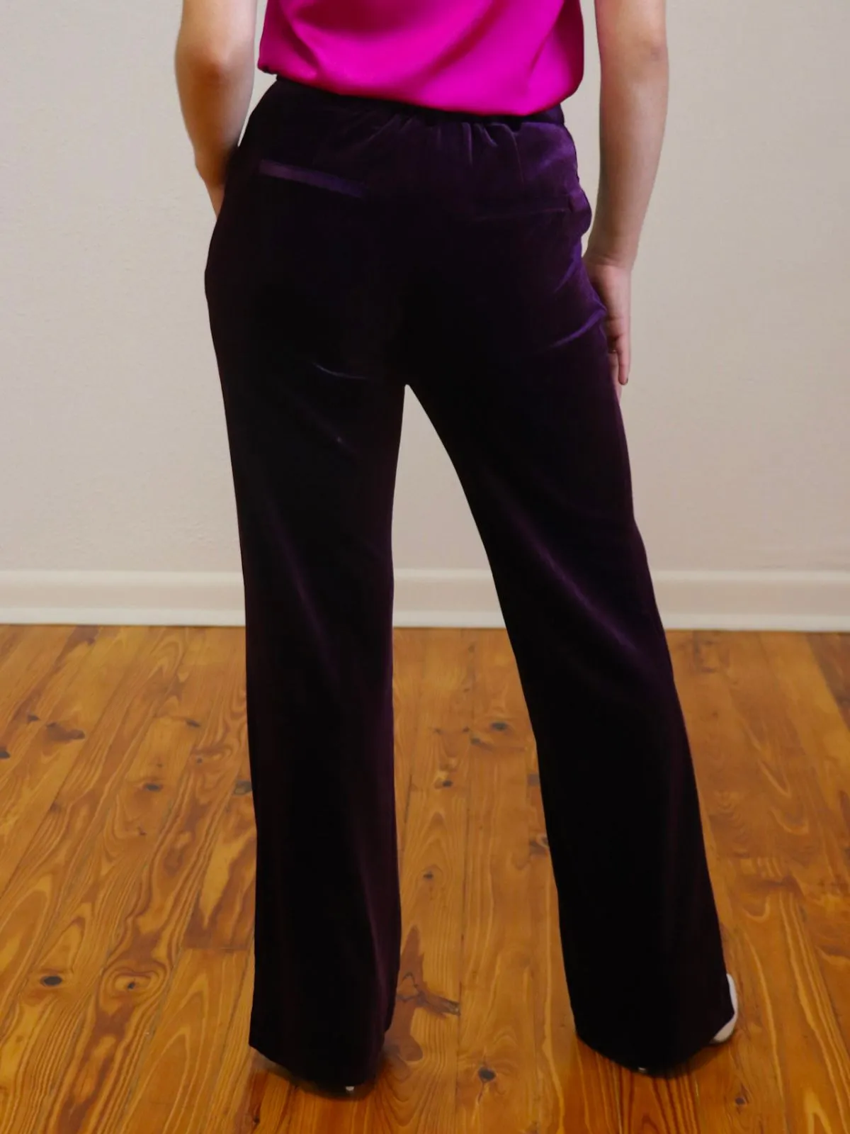 Velvet Wide Leg Pant Plum