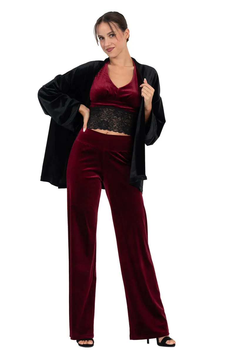 Velvet Wide Leg Pants