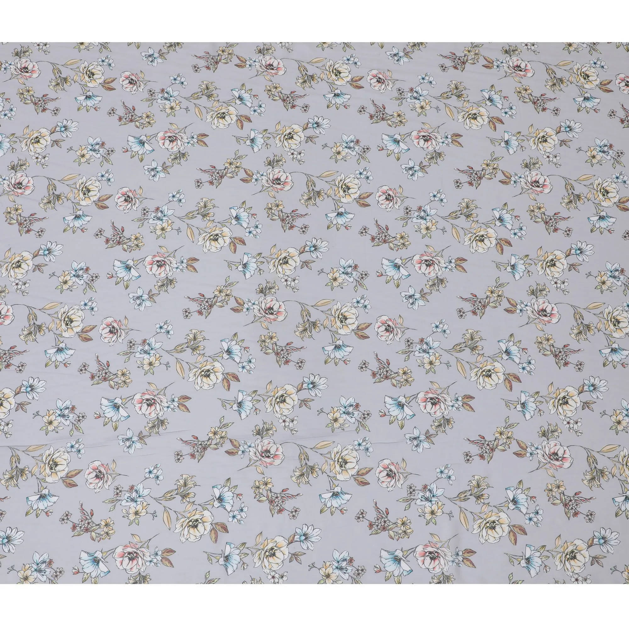 Vintage Garden Synthetic Modal Satin Fabric - Classic Floral Print, 110cm Wide - Purchase Online by the Meter-D18339