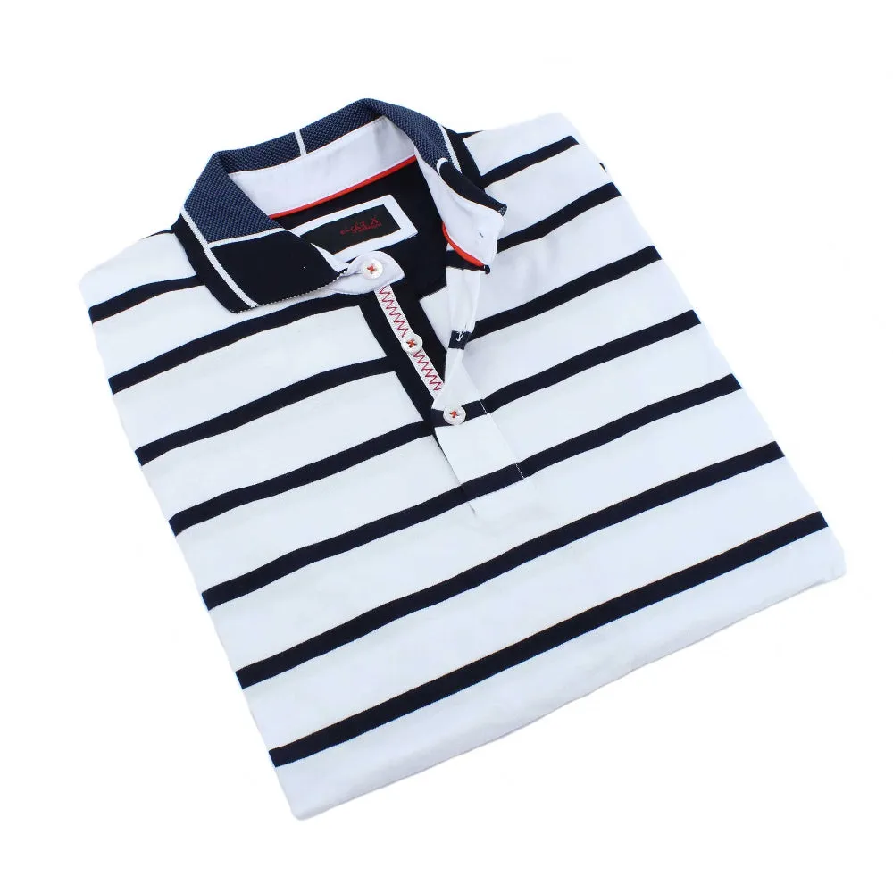 White Striped Polo With Contrasting Collar