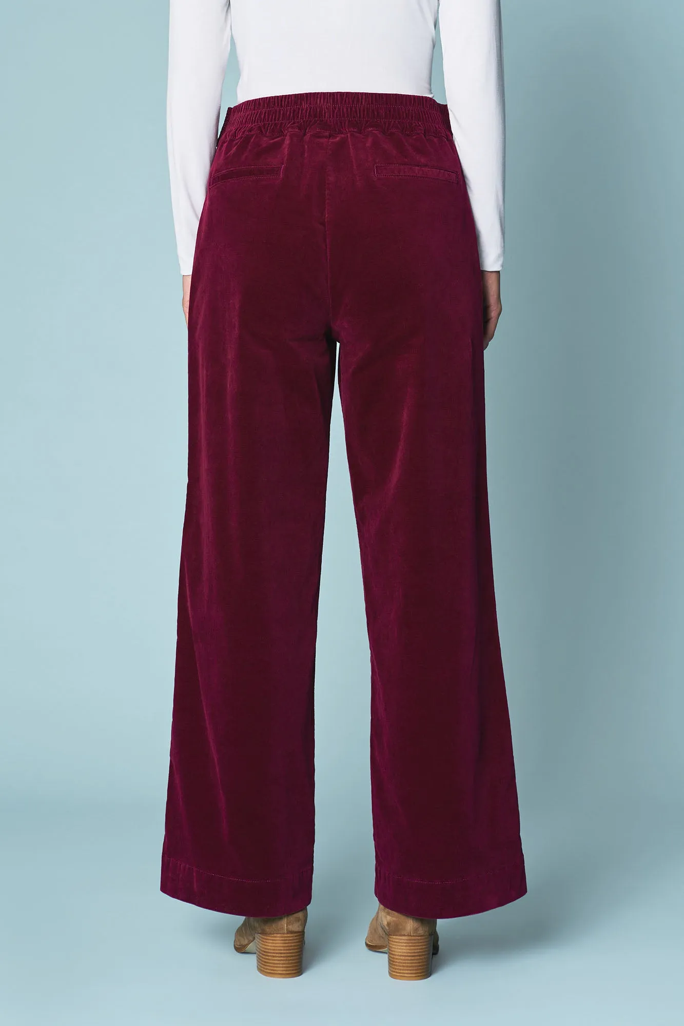 Wide Leg Velvet Pant - Plum