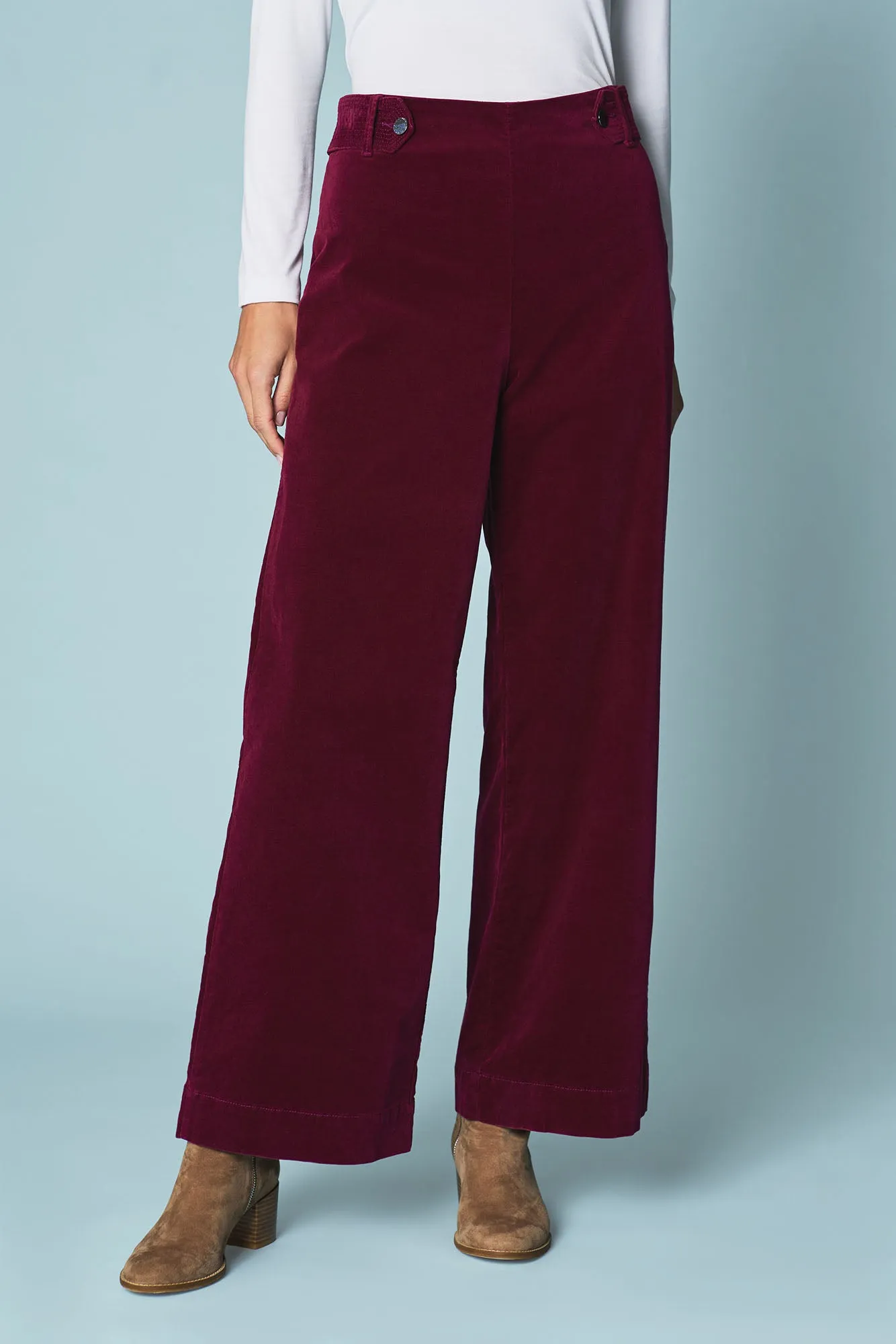 Wide Leg Velvet Pant - Plum